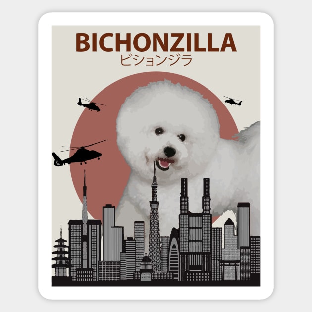 Bichonzilla - Giant Bichon Frise Dog Monster Sticker by Animalzilla